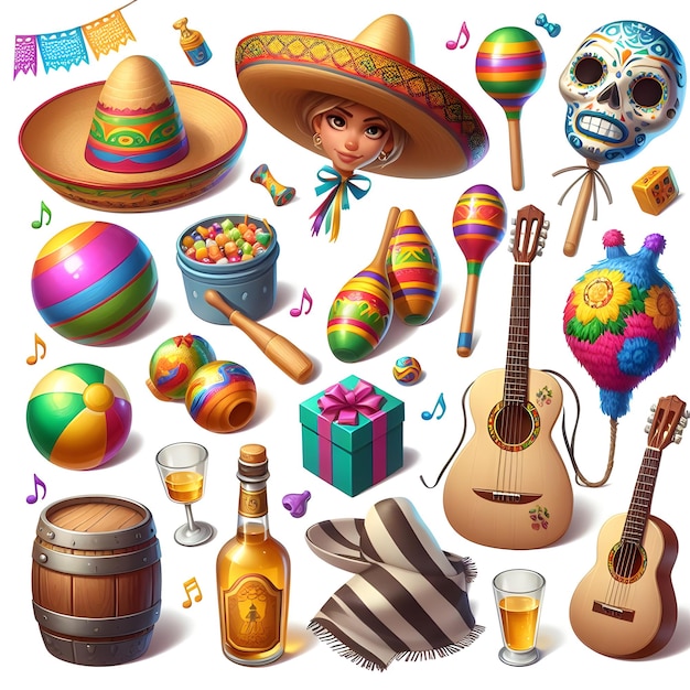 Mexico Cinco De Mayo sticker icoon illustratie geïsoleerd op witte achtergrond