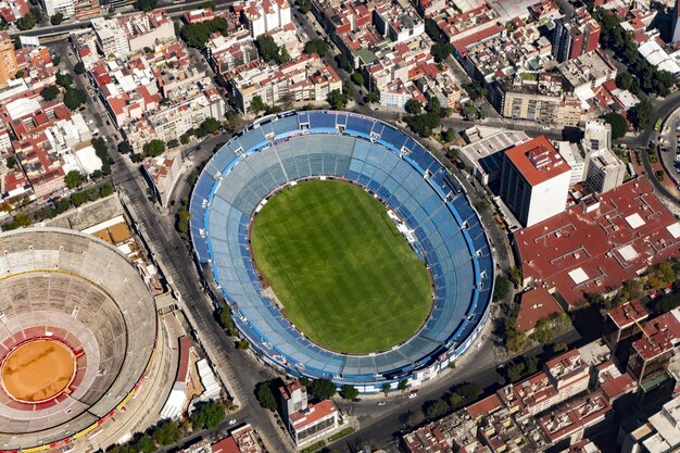 Foto mexico city stadion luchtbeeld stadslandschap panorama