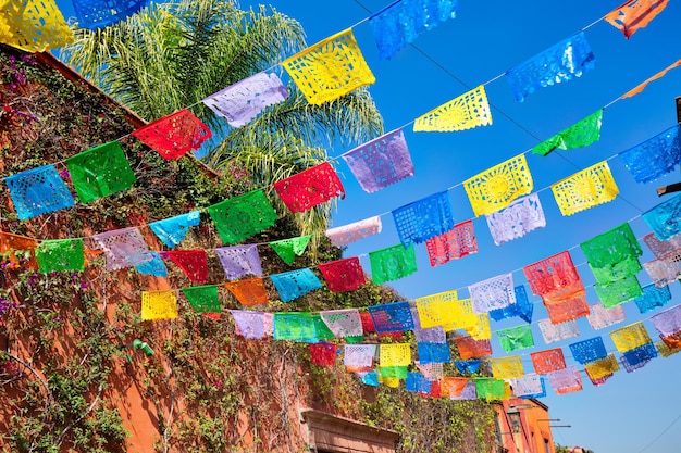 Mexico Colorful buildings and streets of San Miguel de Allende in historic city center