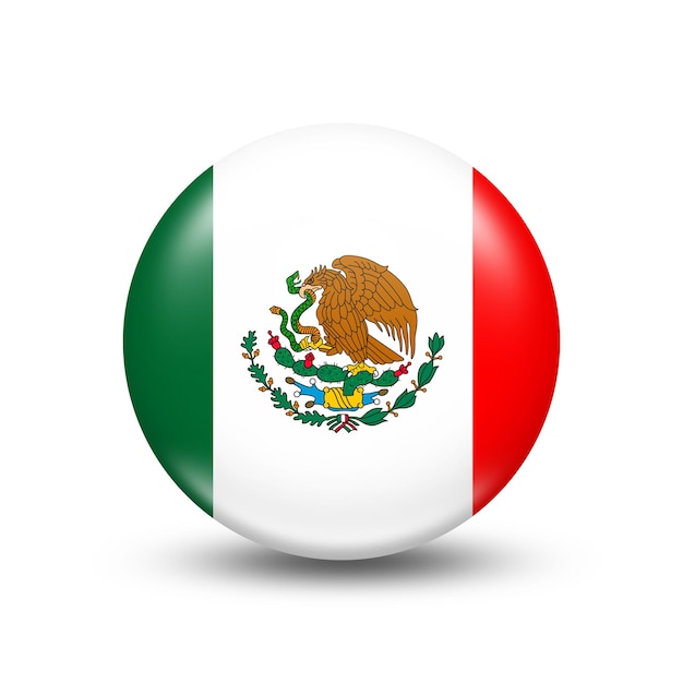 Mexico country flag in sphere with white shadow - illustration