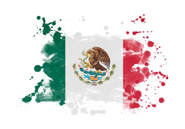 Photo mexico flag grunge painted background