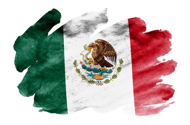 Photo mexico flag  is depicted in liquid watercolor style isolated on white