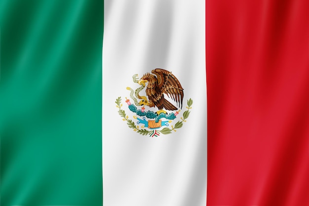 Mexico flag waving in the wind.