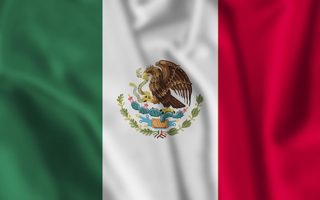 Mexico flag waving with the wind Illustration