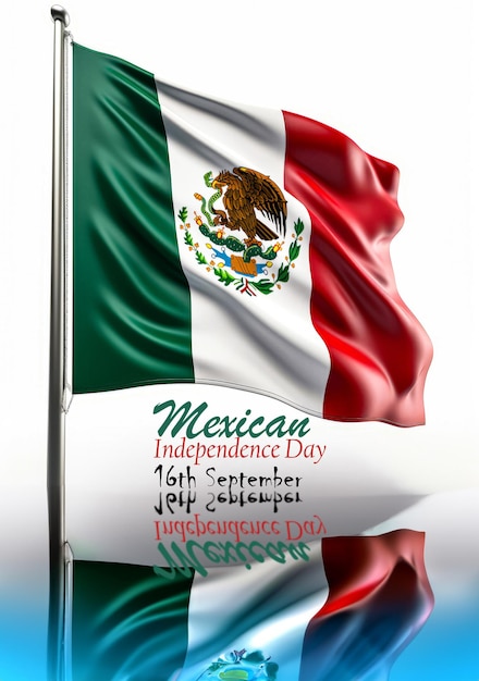 mexico independence day poster with 3d illustration of the mexico flag