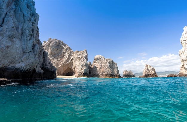 Mexico Los Cabos boat tours to tourist destination Arch of Cabo San Lucas El Arco and beaches