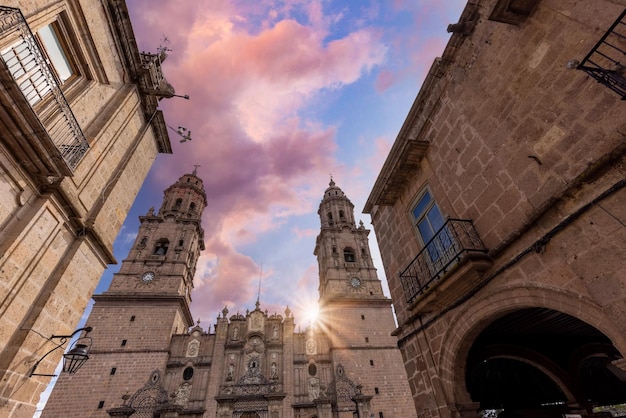 Mexico Morelia popular tourist destination Morelia Cathedral on Plaza de Armas in historic center