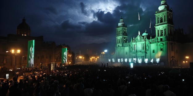 Mexico Peoples celebrate Independence day at night