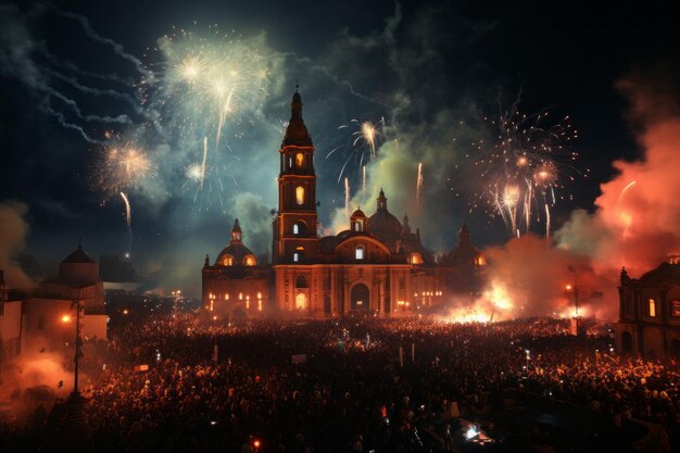 Mexico Peoples celebrate Independence day at night