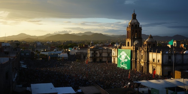 Mexico Peoples celebrate Independence day at night