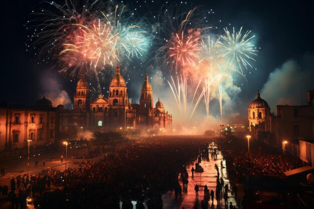 Mexico Peoples celebrate Independence day at night