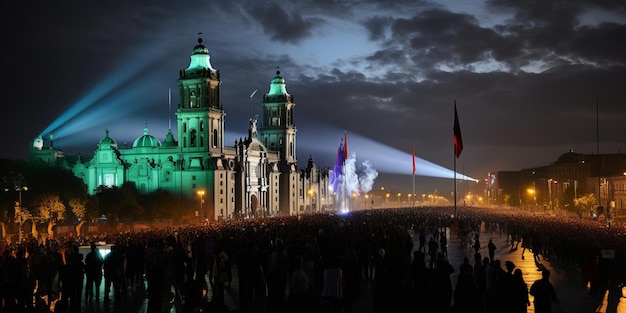 Mexico Peoples celebrate Independence day at night