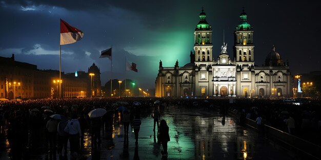 Mexico Peoples celebrate Independence day at night