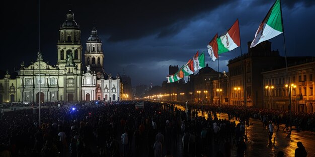 Mexico Peoples celebrate Independence day at night