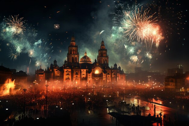 Mexico Peoples celebrate Independence day at night