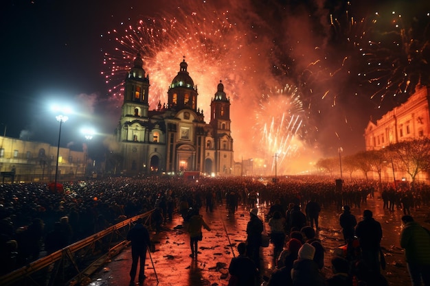 Mexico Peoples celebrate Independence day at night