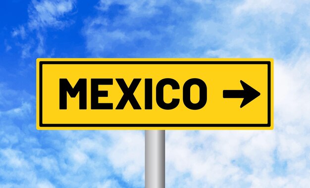 Mexico road sign on blue sky background