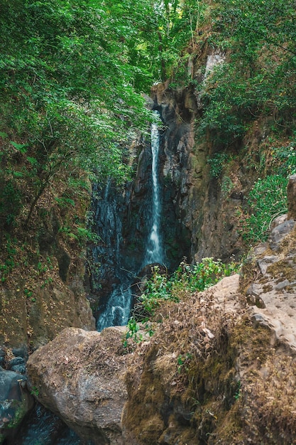 Mexico Valle de Bravo Panoramic view of the beautiful natural waterfall Velo de Novia