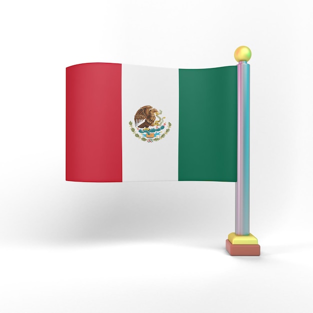 Mexico vlag vooraanzicht op witte achtergrond