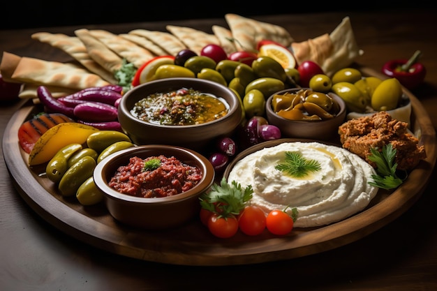 Meze Platter Featuring a Variety of Turkish Appetizers