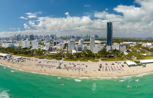 Город Майами-Бич сверху Популярное место отдыха в США