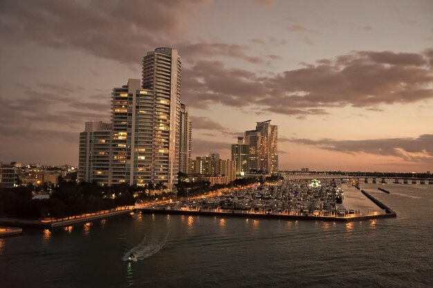 Miami beach night scene