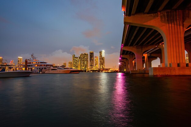 Miami Beautiful Miami Florida skyline at sunset