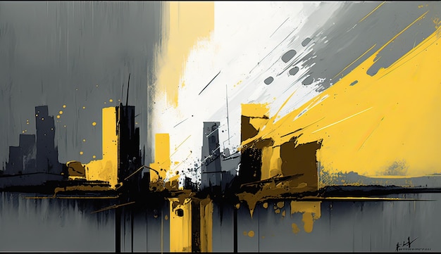 Miami city abstract minimal yellow ai generated high quality illustration