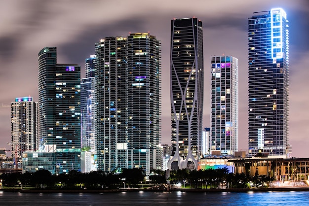 Miami City Skyline viewed from Biscayne Bay