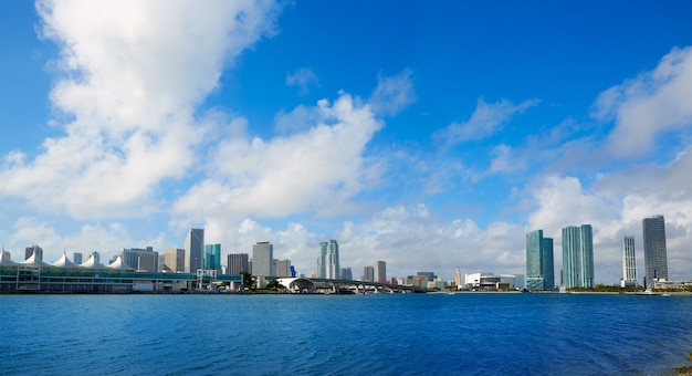 Miami downtown sunny skyline in Florida USA