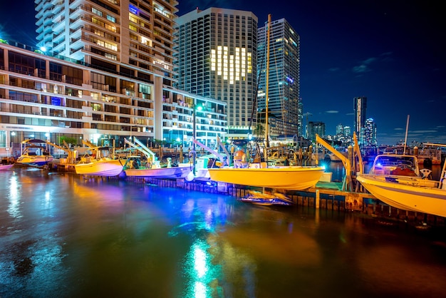 Miami Florida USA skyline on Biscayne Bay