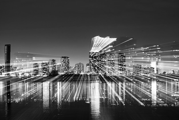 Miami miami skyline panorama with urban skyscrapers