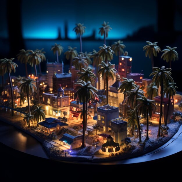 Miami's Tropical Holiday Magic Een miniatuur wonderland met palmboom kerstverlichting