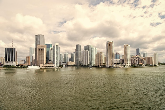 Miami Seascape with skyscrapers in Bayside downtown