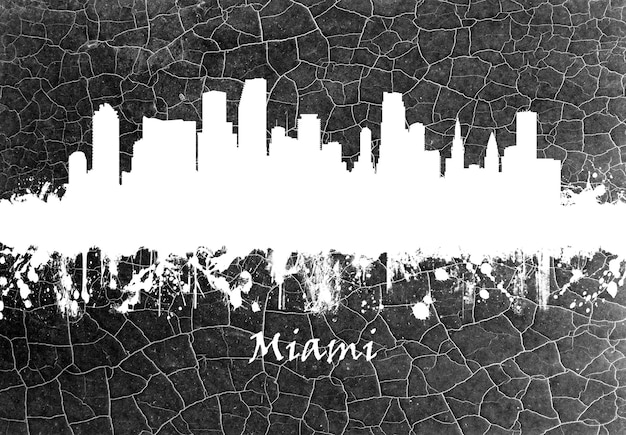 Miami skyline Black and White