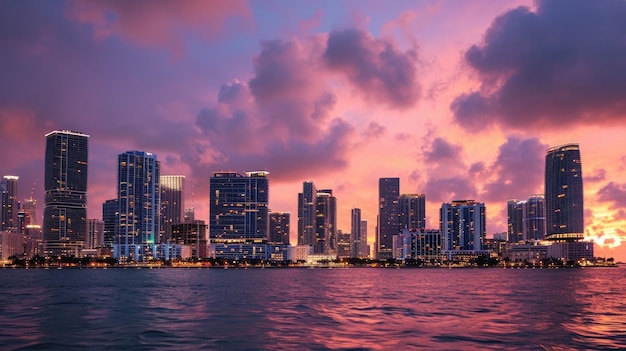 Photo miami twilight exploring the vibrant downtown skyline