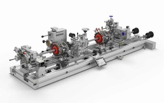 Photo michelson interferometer laser setup and applications on white background