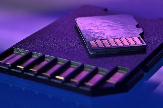 micro sd flash drive and adapter for it close-up.