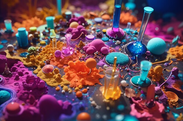 Microbial Symphony Futuristic Science lab Background Wallpaper