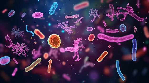 microbiology under microscopeProbiotics BacteriaBiology science MicroscopicGenerative AI