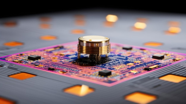 A microchip for a computer Data protection chip Microcircuits and processors on an electronic board