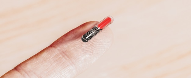 Dettaglio microchip su una capsula