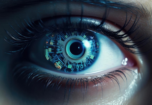 Foto un microchip nell'occhio di una persona