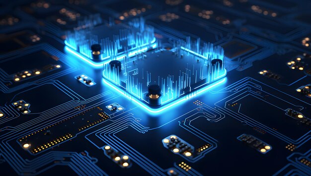 microchip processor computer chip computer processor technology illustration semiconductor device