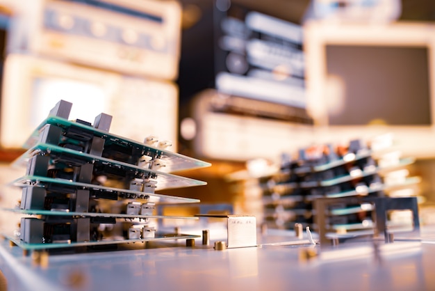 Microchips are stacked on top of each other