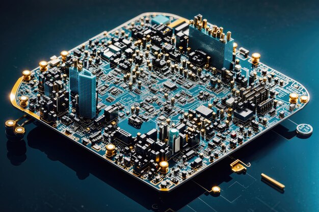 Microchips op een complexe printplaat