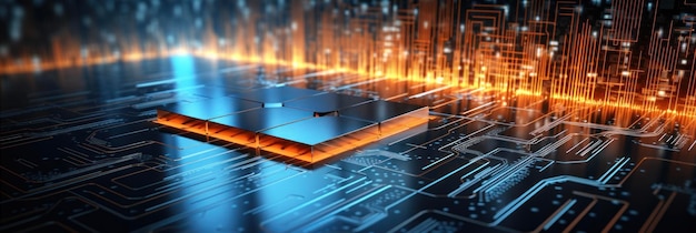 microcircuit met lichte lijnen moderne technologie