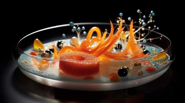 Photo microcosmic delights a fusion of molecular gastronomy and artistry captured with studio perfection