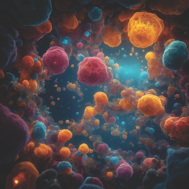 microcosmos environment with colorful cells