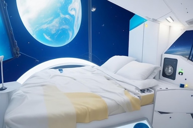 Microgravity art studio futuristic bedroom for space faring artists